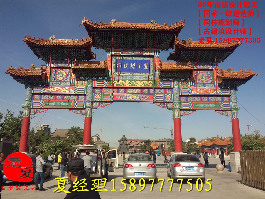 公司大门设计，学校大门设计，景区门楼设计图纸，仿古街牌坊设计